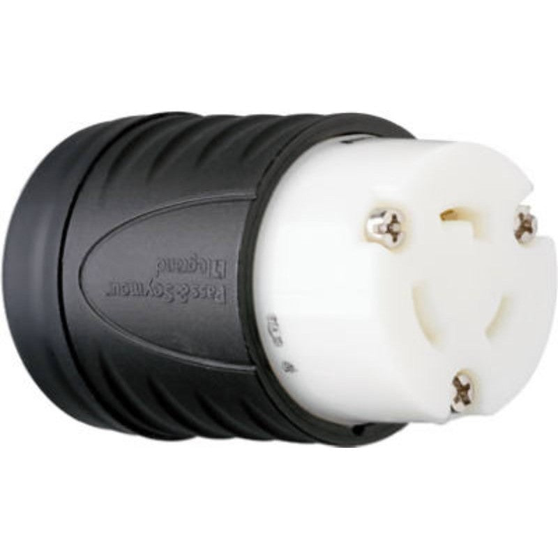 Legrand Turnlok L520CCCV3 Locking Connector, 2 -Pole, 20 A, 125 V, IP20, NEMA: NEMA L5-20R, Black/White
