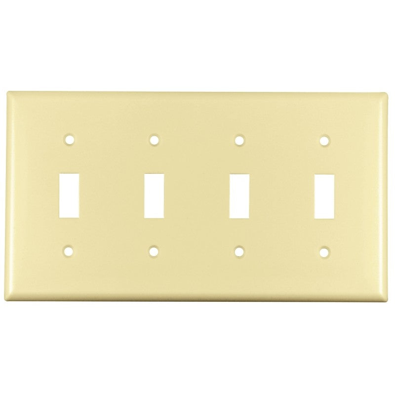 Eaton Wiring Devices 2154V-BOX Wallplate, 4-1/2 in L, 8.19 in W, 4 -Gang, Thermoset, Ivory, High-Gloss