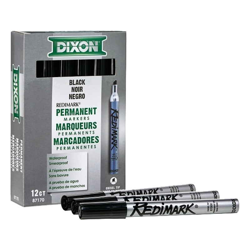DIXON TICONDEROGA 87170 Marker, Black, 6 in L, Metal Barrel (Pack of 12)
