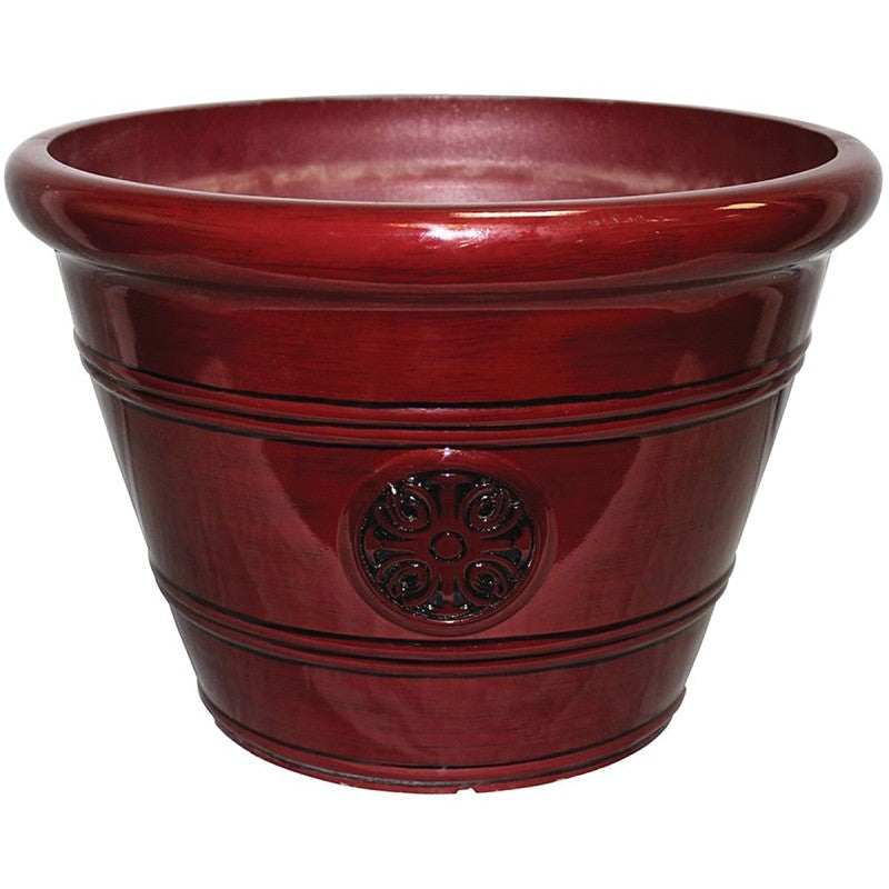 Southern Patio HDP-019299 Planter, 10-1/2 in H, 12 in W, 12 in D, Vinyl, Oxblood