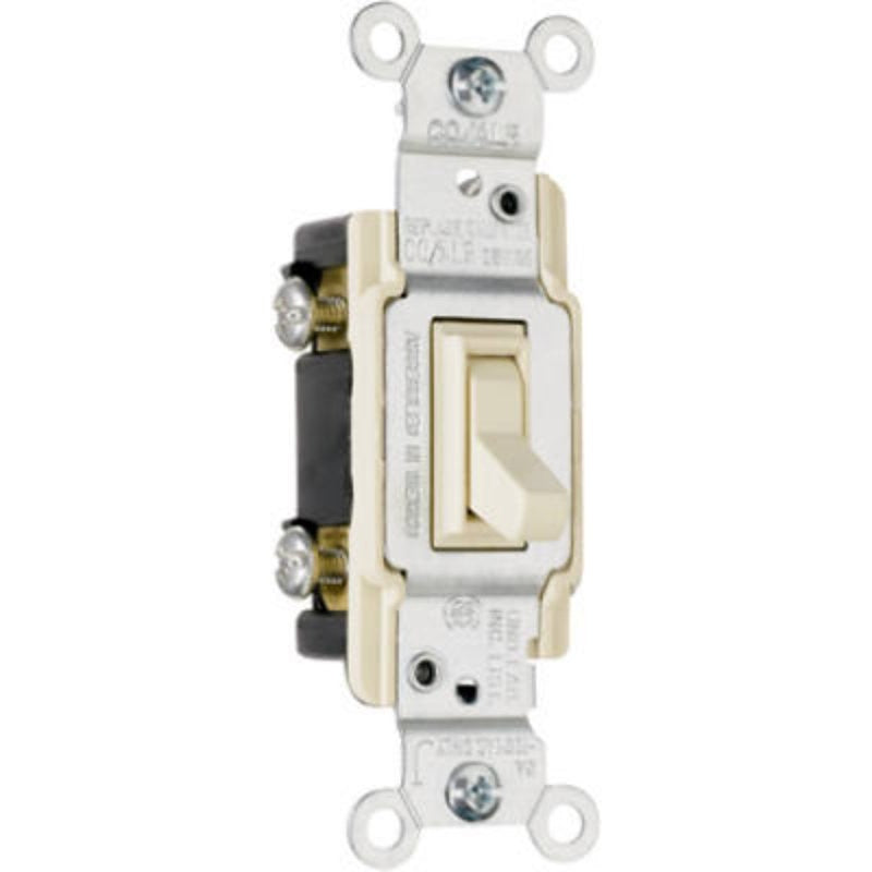 Pass & Seymour 663IGCACC10 TradeMaster Series Toggle Switch, Ivory, 15 A, 120 VAC, Back Wire, Side Wire Terminal