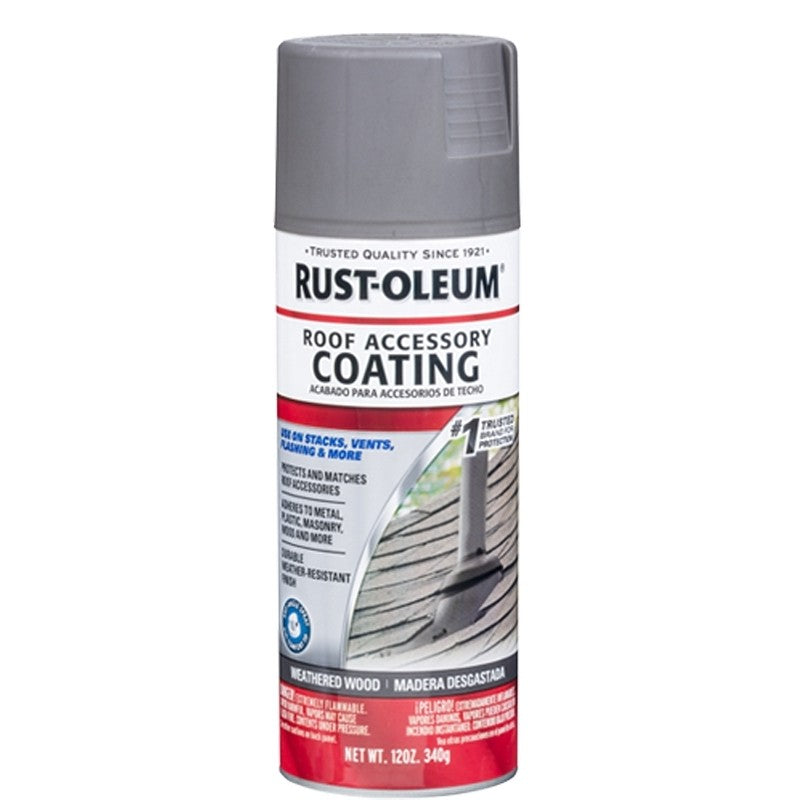 Rust-Oleum 285217 Roof Accessory Spray Paint, Flat, Weathered Wood, 12 oz, Can