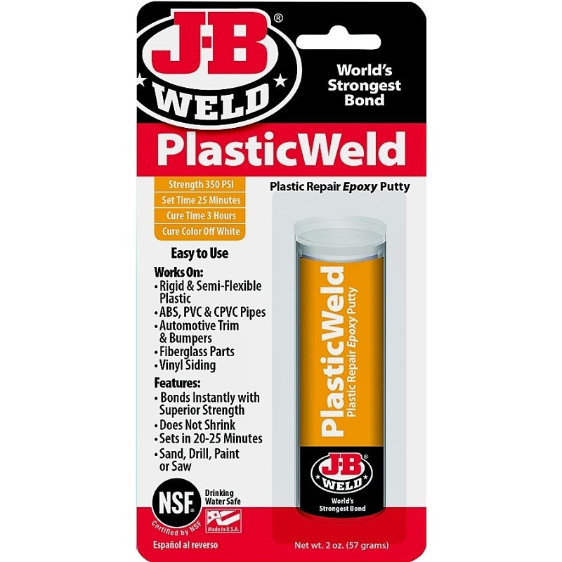 J-B Weld 8237 Epoxy Putty, Off-White, Solid, 2 oz Tube, Compositions: Diglycidy Ethers of Bisphenol A Resins