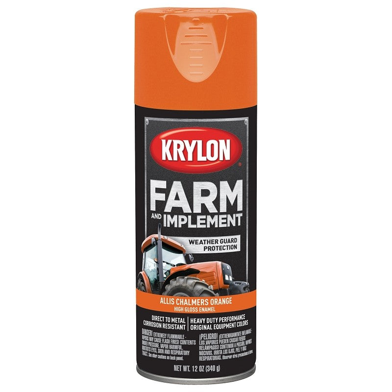 Krylon K01940000 Farm Equipment Spray, High-Gloss, Allis Chalmers Orange, 12 oz (Pack of 6)