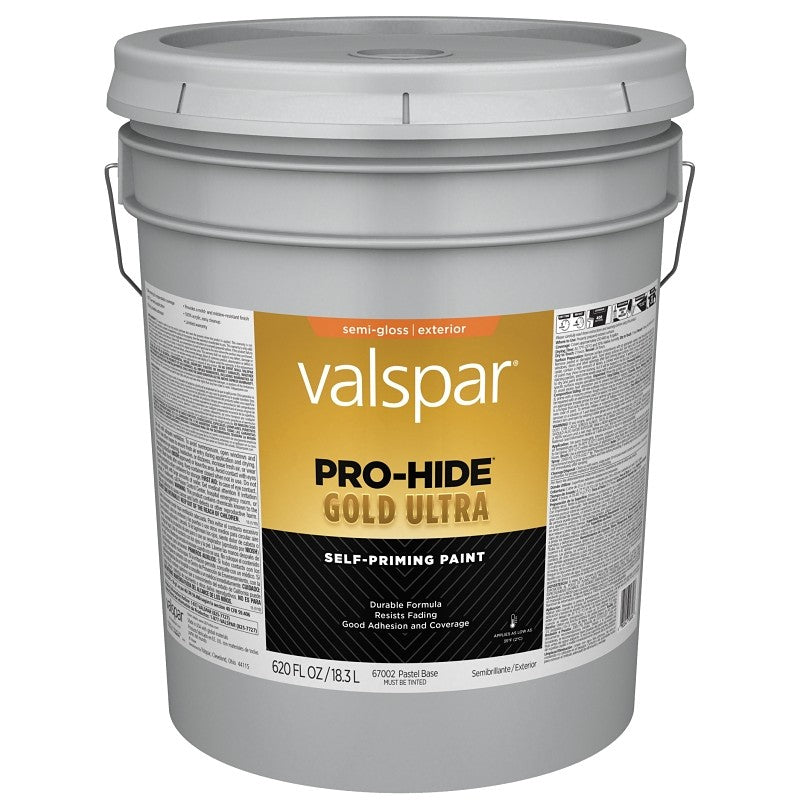 Valspar Pro-Hide Gold Ultra 6700 028.0067002.008 Latex Paint, Acrylic Base, Semi-Gloss Sheen, Pastel Base, 5 gal