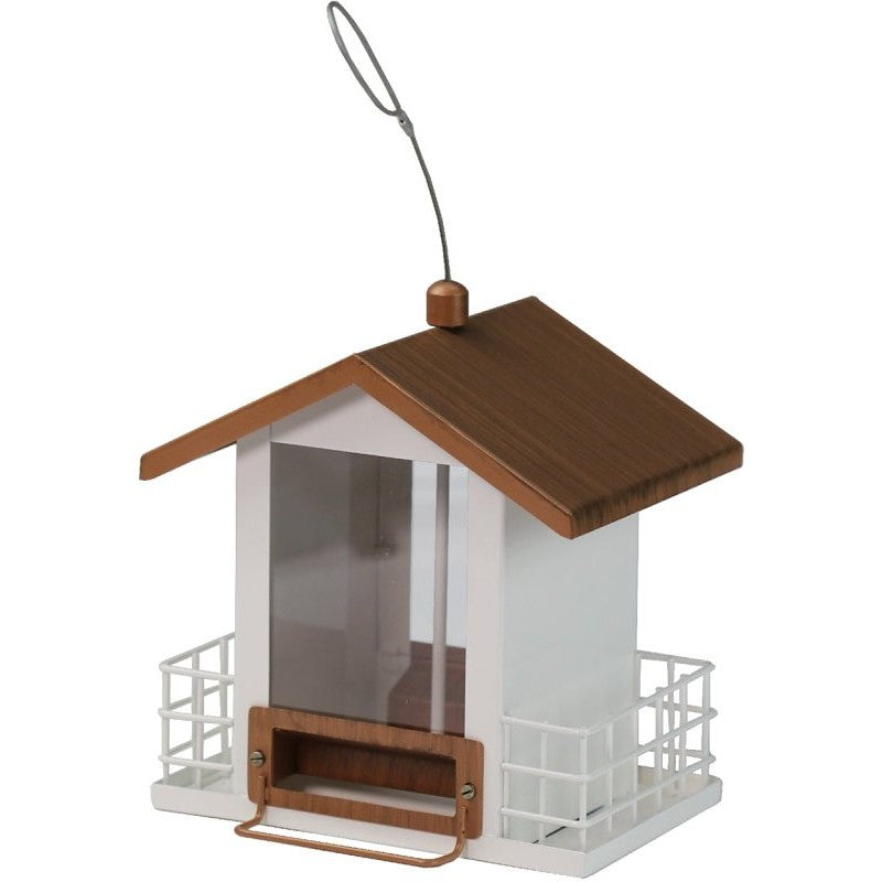 Heath 21015 Combo Bird Feeder, House, Seed, Seed Cakes, Suet Cakes, 2-Port/Perch, Plastic, White, 8-1/2 in H, Hanging