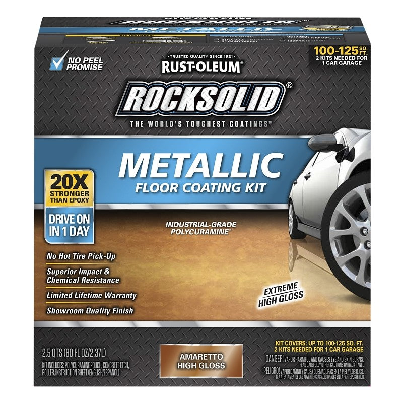 Rust-Oleum 299741 Floor Coating Kit, High-Gloss, Amaretto, Particulate Solid, 70 oz