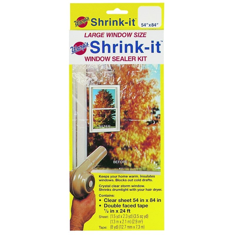 Warp's Shrink-it Series SK-54 Window Sealer Kit, 54 in W, Clear