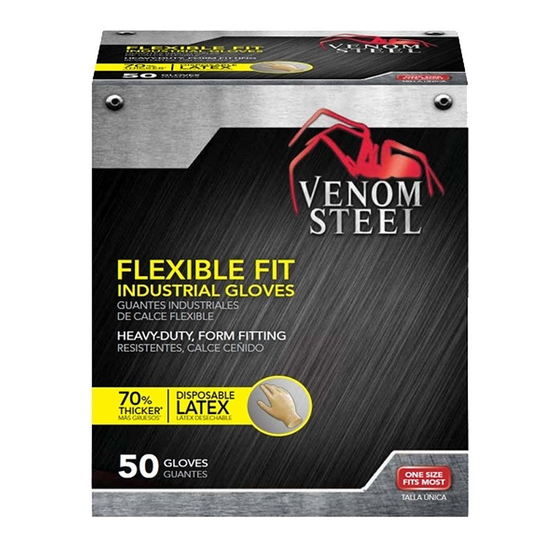 Medline VEN8025 OSFM Disposable Gloves, One-Size, Latex, Off-White