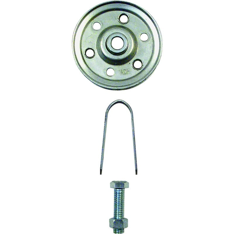 Prime-Line GD 52109 Pulley with Strap and Axle Bolt, 3 in Dia, 5/16 in Dia Bore, Galvanized Steel
