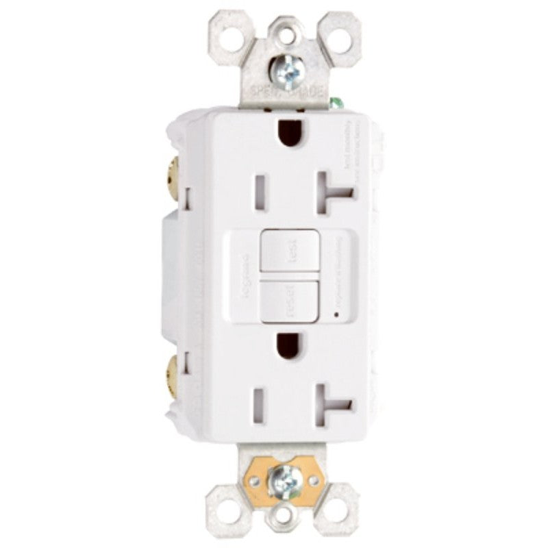 Pass & Seymour radiant Series 2097TRWCCD12 GFCI Duplex Receptacle, Nylon, White, 2-Pole, 20 A, 125 VAC, NEMA: 5-20R