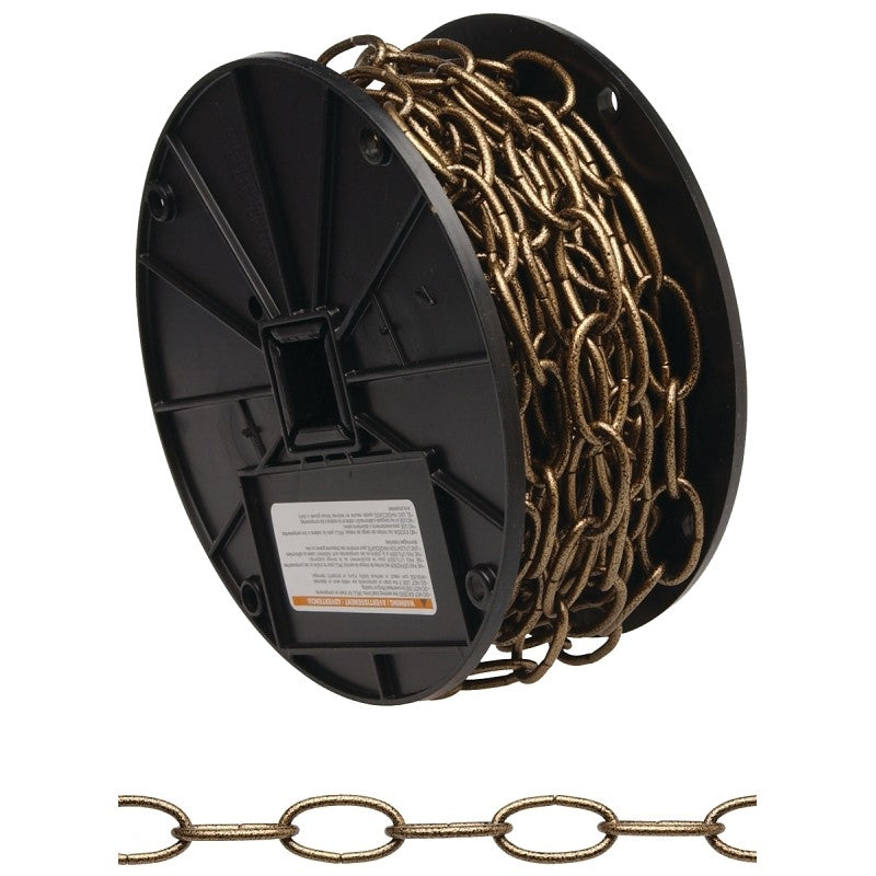 Campbell 072-2000 Decorator Chain, #10, 60 ft L, 35 lb Working Load, Metal, Brass