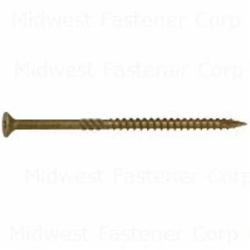 SaberDrive 50757 Deck Screw, #10 Thread, 4 in L, Serrated Thread, Bugle Head, Star Drive, Type 17 Point, Tan, Steel