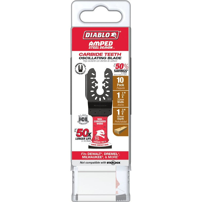 Diablo AMPED, Demo Demon DOU125CW10 Oscillating Blade, 1-3/4 in D Cutting, Carbide