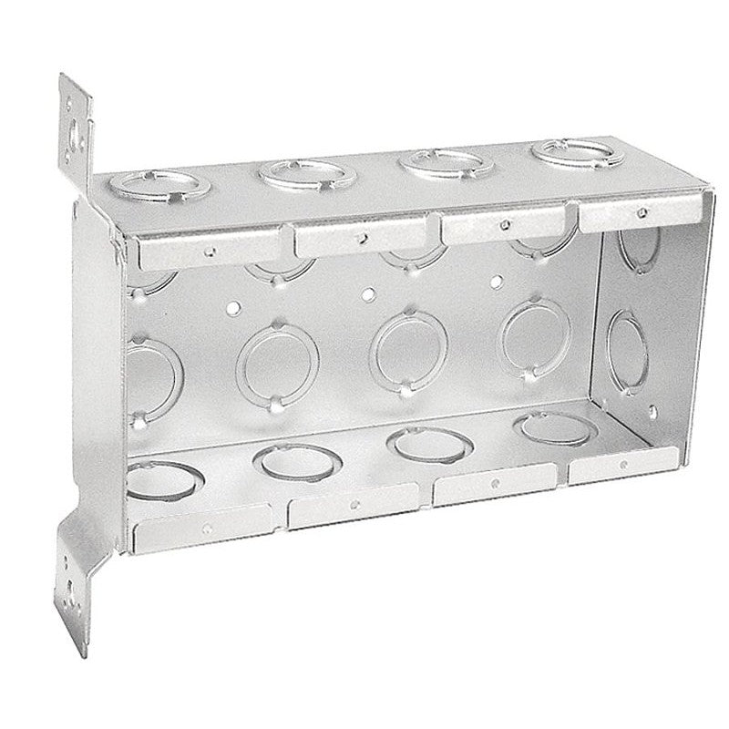 Southwire TB-425-F-UPC Masonry Box, 4-Gang, 18-Knockout, 1/2, 3/4 in Knockout, Steel, Silver, Galvanized, Stud Side