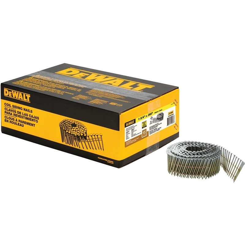 DEWALT DWC5R80BDG Siding Nail, 1-3/4 in L, 14 ga, Steel, Galvanized, Round Head, Ring Shank