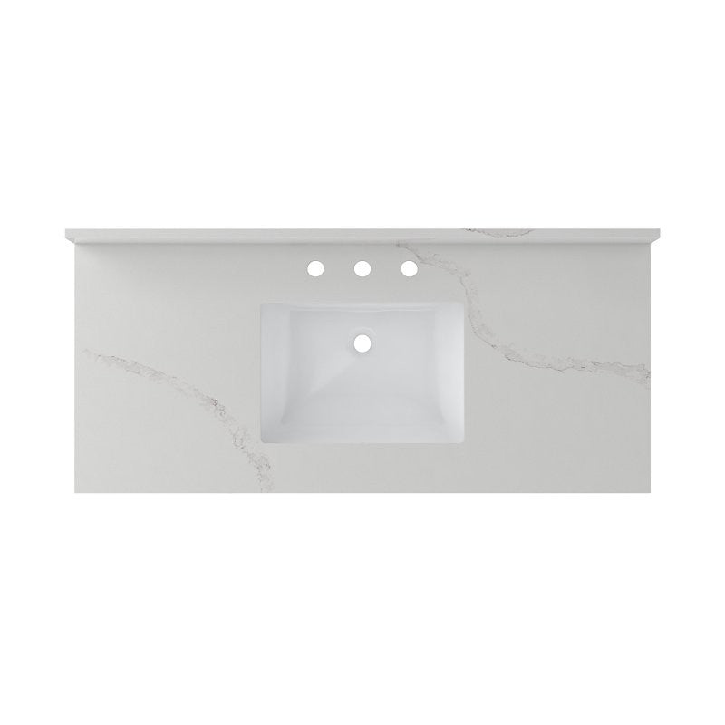 Craft + Main QZ49228CBR Vanity Top, 22 in OAL, 49 in OAW, Ceramic/Quartz, Calacatta Bianco, Undermount Sink, 1-Bowl