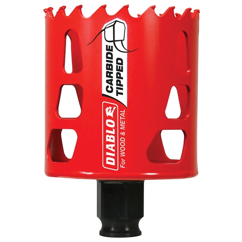 Diablo DHS2375CT GP Hole Saw, 2-3/8 in Dia, 2-3/8 in D Cutting, 3/8 in Arbor, Carbide Cutting Edge