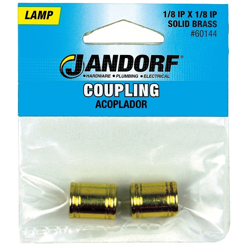 Jandorf 60144 Lamp Coupling, Specifications: 1/8 IP x 1/8 IP Thread, Brass
