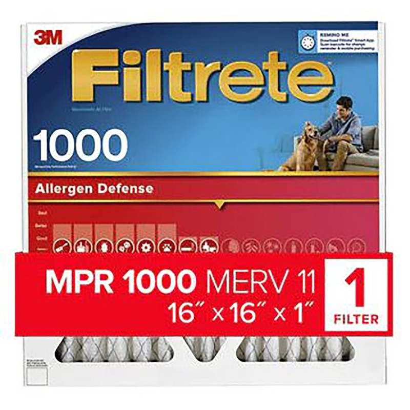 Filtrete AL16-4 Air Filter, 16 in L, 16 in W, 11 MERV, 1000 MPR, Polypropylene Frame (Pack of 4)