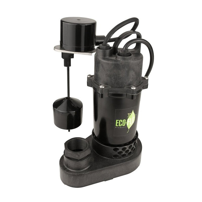 Eco-Flo SPP33V Sump Pump, 3.5 A, 115 V, 1/3 hp, 1-1/2 in Outlet, 3600 gph, Aluminum/Thermoplastic