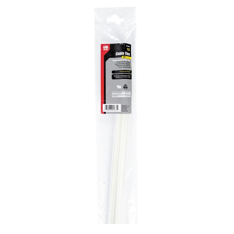 Gardner Bender 45-548 Cable Tie, 6/6 Nylon, Natural, 48 in L, 10/PK