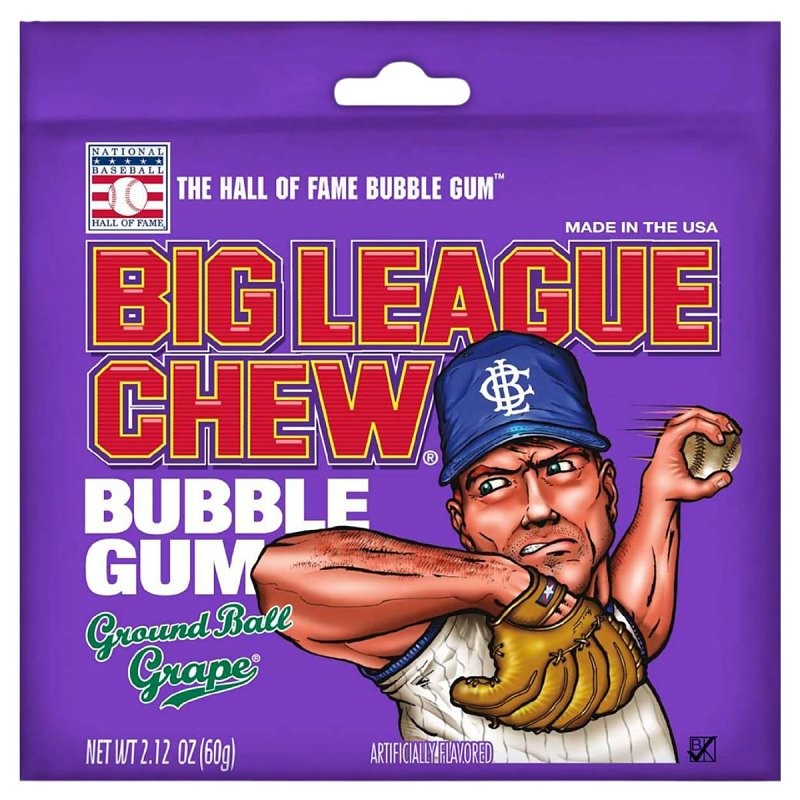 Big League Chew 533221 Bubble Gum, Grape Flavor, 2.12 oz (Pack of 12)