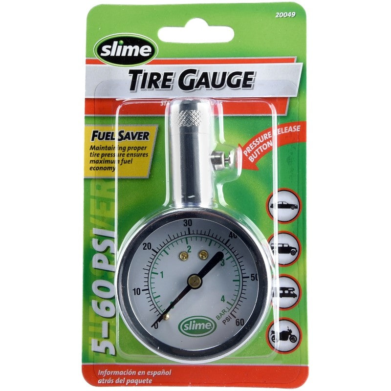 Slime 20049 Tire ga, 5 to 60 psi, Brass ga Case