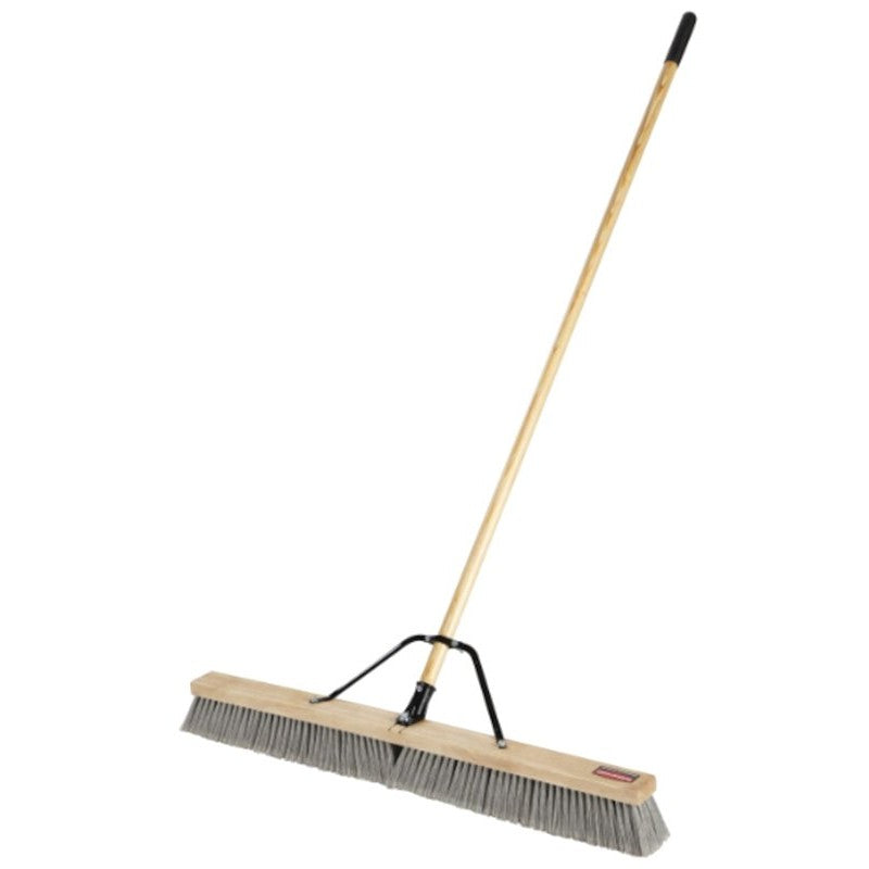 Rubbermaid 2040049 Heavy-Duty Push Broom, 37 in Sweep Face, 3 in L Trim, Synthetic Polyethylene Bristle, 62 in L