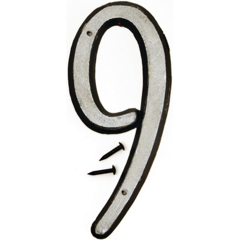 Hy-Ko 30600 Series 30609 House Number, Character: 9, 4 in H Character, Black/White Character, Plastic (Pack of 10)