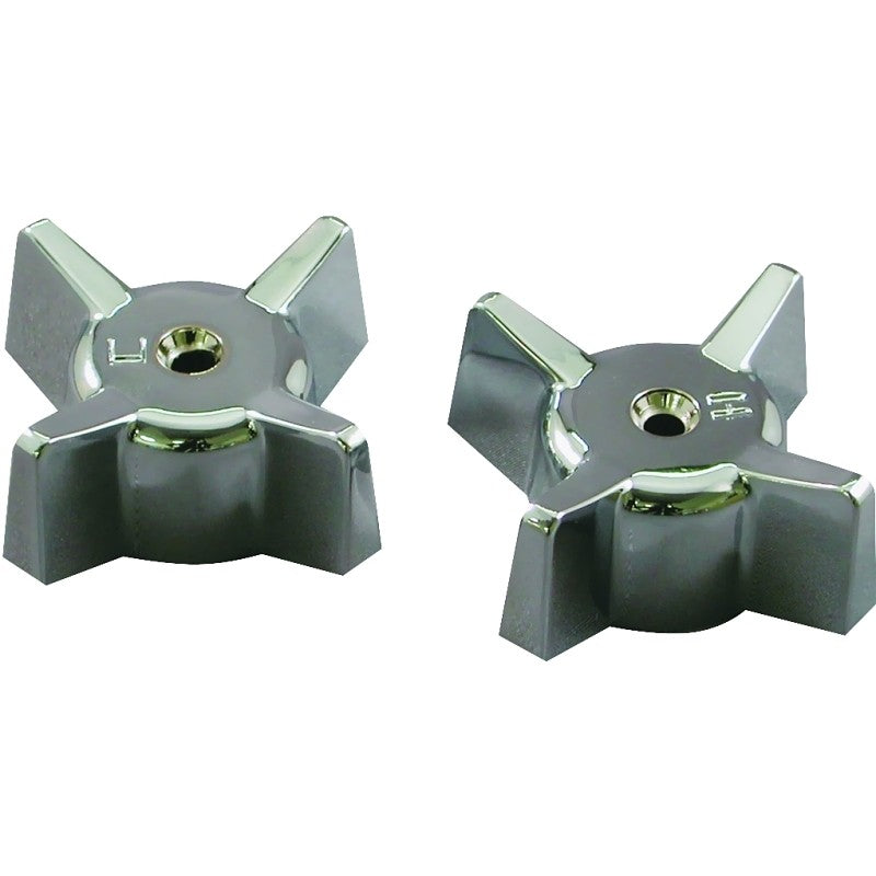 Danco 88090 Faucet Handle, Cross, Specifications: 2.7 in OD, 1-1/2 in Dia Base, Zinc, Chrome Plated