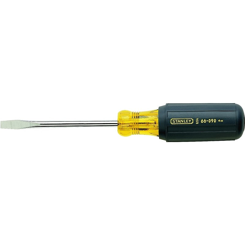 STANLEY 66-090 Screwdriver, 1/4 in Drive, Slotted Drive, 8-1/2 in OAL, 4 in L Shank, Vinyl Grip Handle