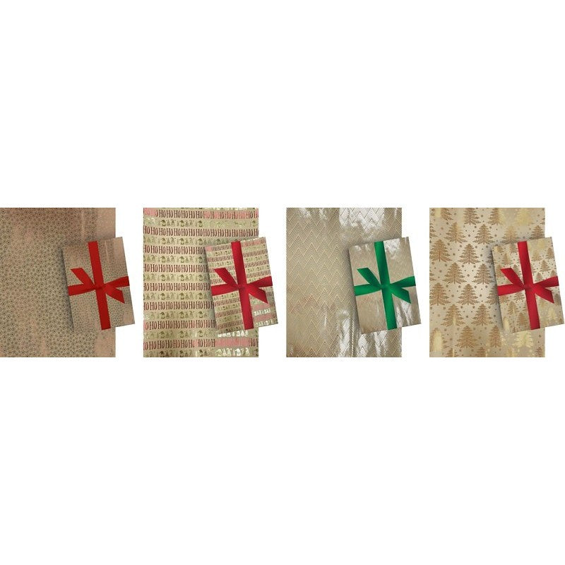 Santas Forest 67907 Kraft Wrap, Kraft Paper, Assorted Foil, Matte (Pack of 36)