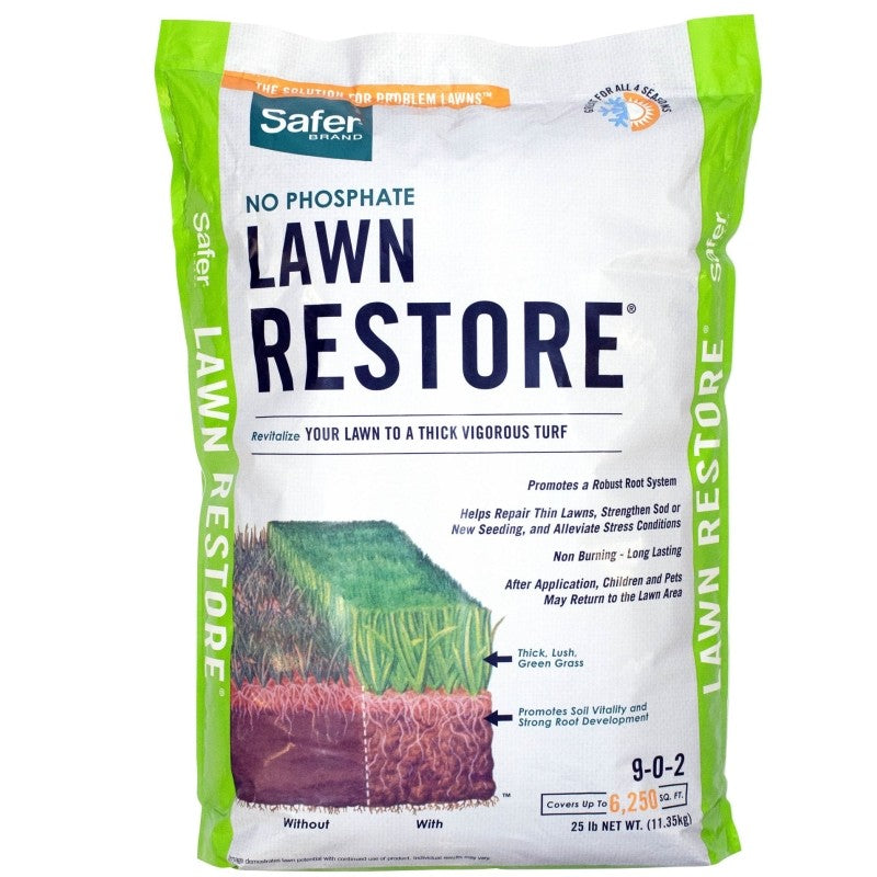 Safer Lawn Restore 9335 Lawn Fertilizer, 20 lb Bag, Granular, 9-0-2 N-P-K Ratio