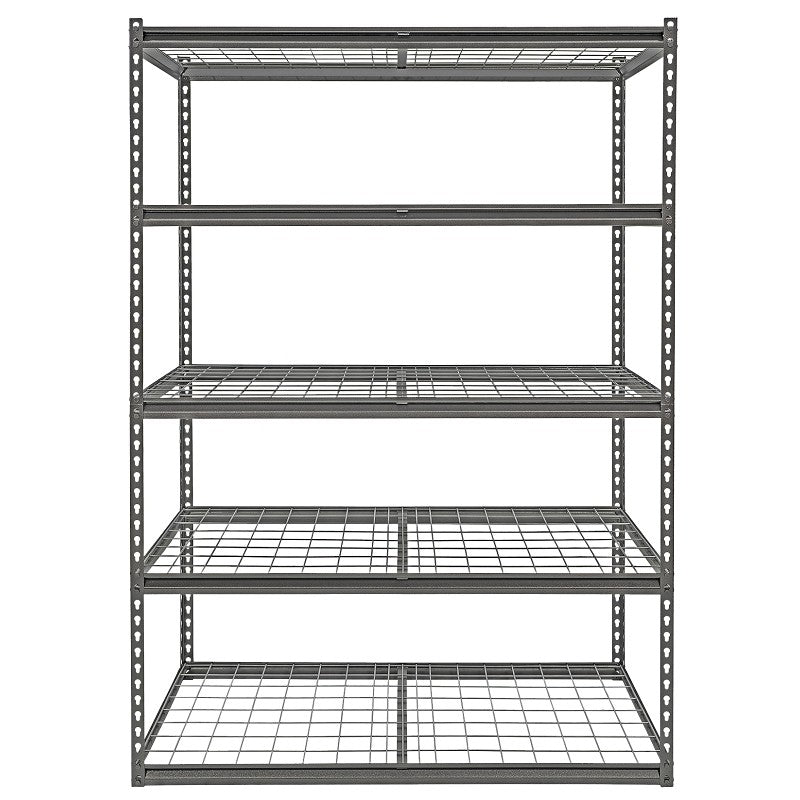ProSource 310-ORG2505M Boltless Shelving Unit with Wire Decking, 5000 lb, 5-Shelf, 48 in OAW, 24 in OAD, 72 in OAH