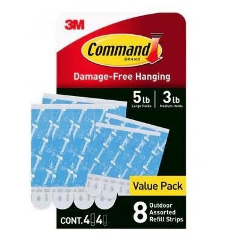 Command 17615AWB-8ESF Adhesive Strip Assortment, 1/32 in Thick, Foam Backing