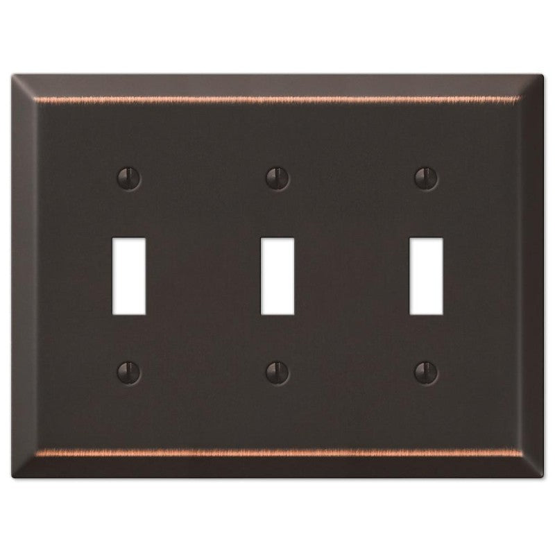 Amerelle Century 163TTTDB Wallplate, 4-15/16 in L, 6-1/2 in W, 3 -Gang, Steel, Aged Bronze (Pack of 3)