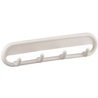 Self Adhesive 4 Prong Hook Bar White Plastic