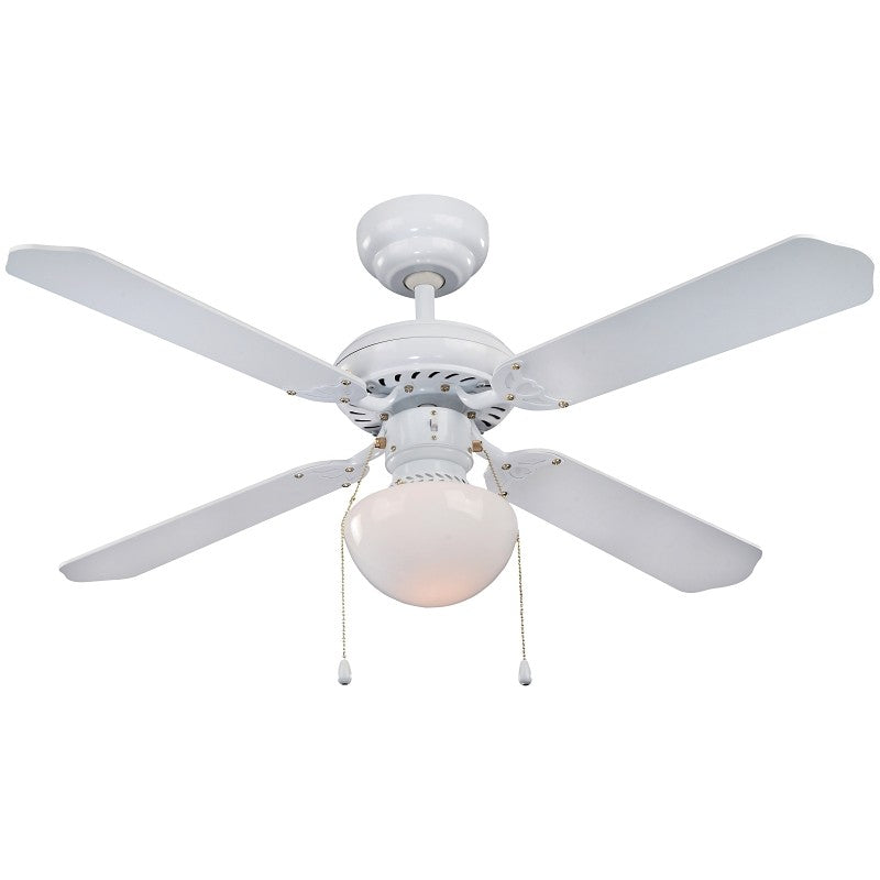 Boston Harbor CF-78133 Ceiling Fan, 4-Blade, White Housing, 42 in Sweep, MDF Blade, 3-Speed
