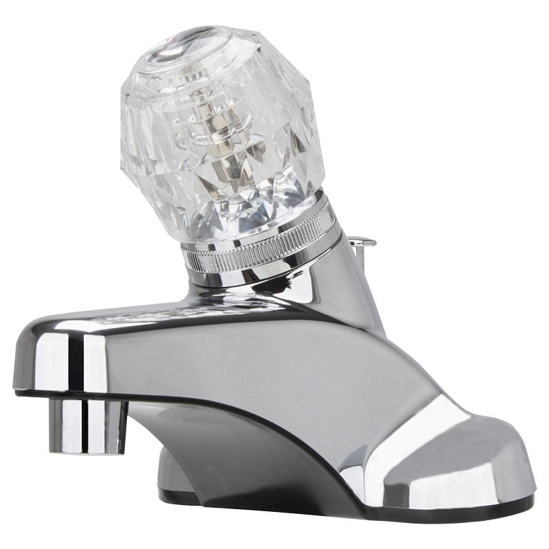 Boston Harbor PF4101S-P Lavatory Faucet, 1.5 gpm, 1-Handle, Plastic, Chrome Plated, Round Handle