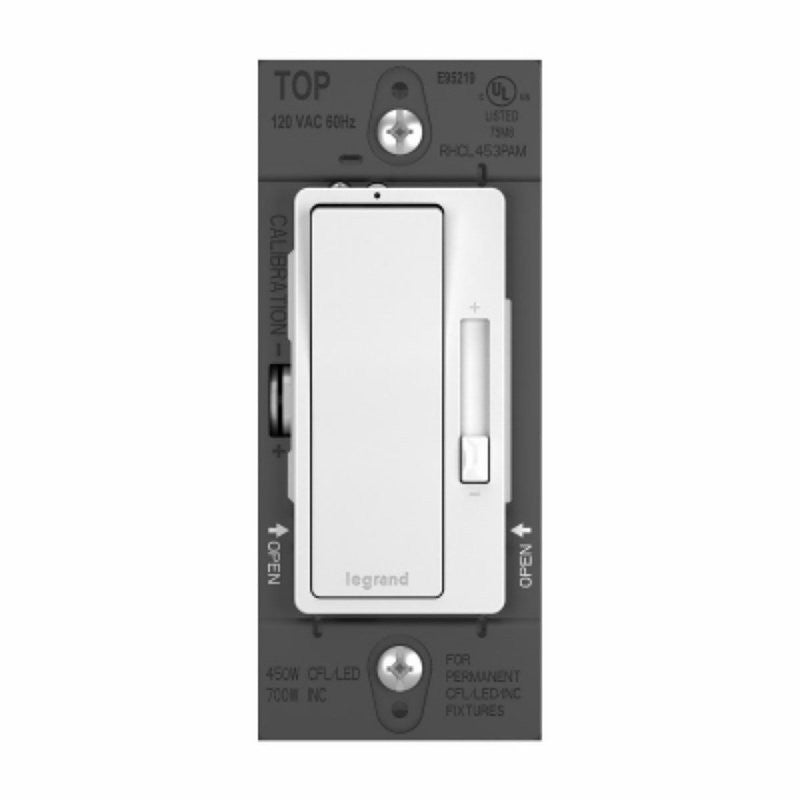 Legrand radiant Series RHCL453PWAMCC4 Dimmer with Microban, 120 V, 450 W, CFL, LED Lamp, 3-Way, White