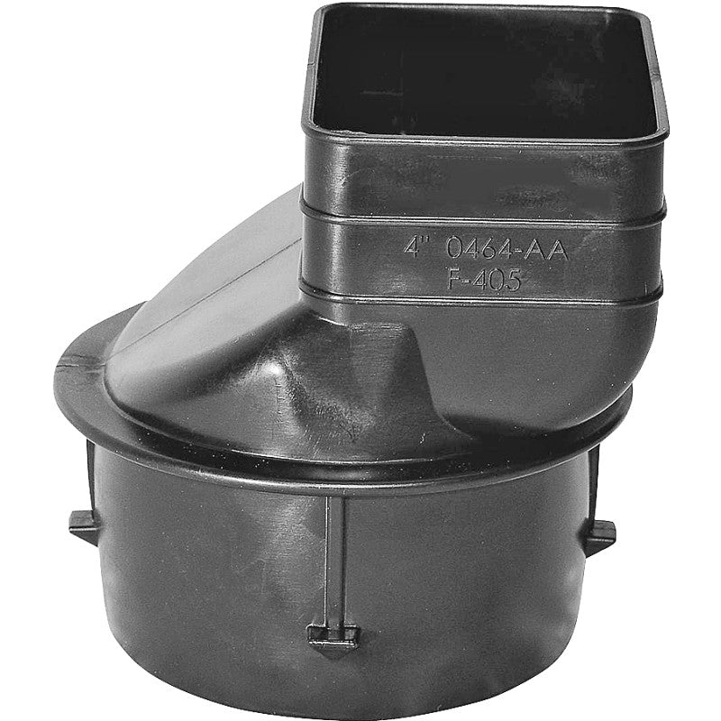 ADS 0464AA Downspout Adapter, 4 x 3-1/4 x 2-1/2 in Connection, Pipe End, Polyethylene, Black