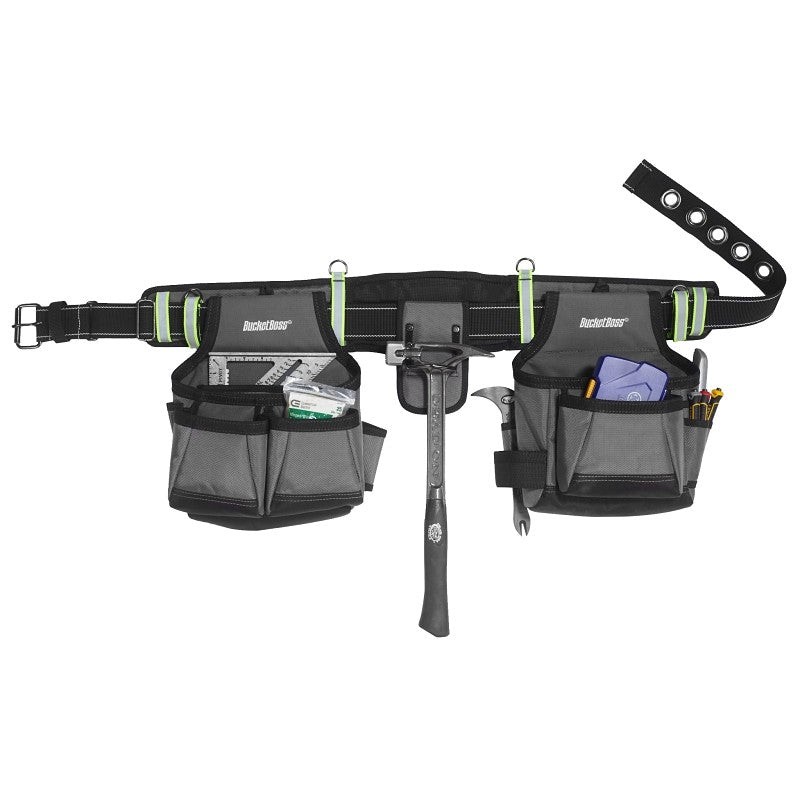 Bucket Boss Professional Series 55105-HV HV Contractor's Rig, 52 in Waist, Poly Fabric, Sliver, 29-Pocket