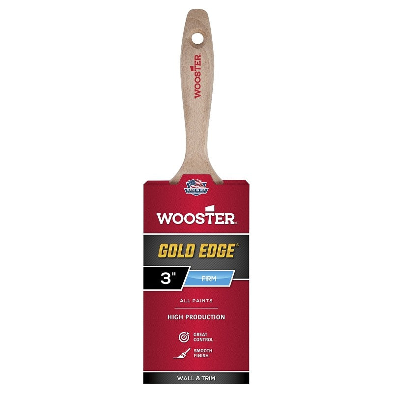 Wooster 5232-3 Paint Brush, Gold Bristle/White, Beech Hardwood Handle, Polyester Bristle