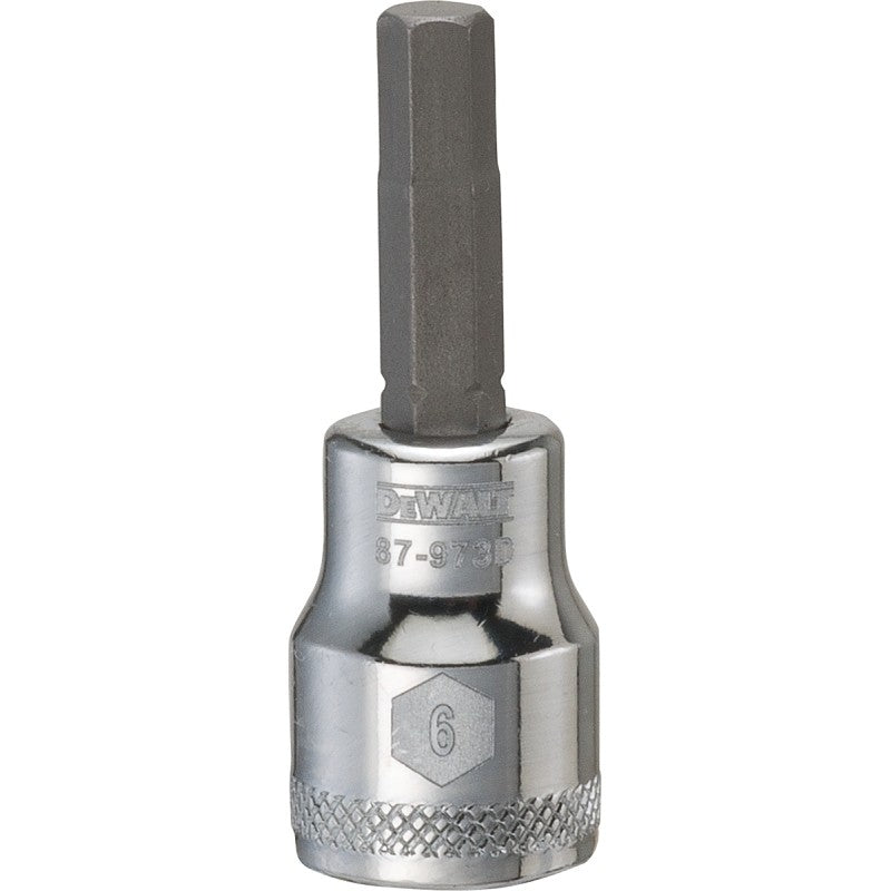DEWALT DWMT87973OSP Fractional Hex Bit Socket, 6 mm Tip, 3/8 in Drive, Polished Chrome Vanadium, 1-31/32 in OAL