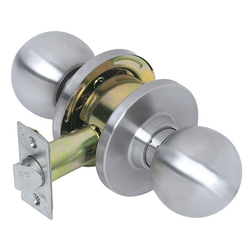 Tell Manufacturing CL100002 Passage Door Knob, Steel, Satin Chrome