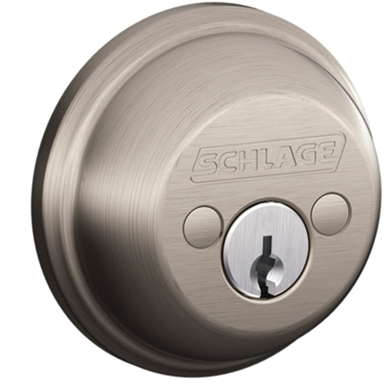 Schlage B62NV 619 Deadbolt, 1 Grade, SC1 Key, Metal, Satin Nickel, 2-3/8, 2-3/4 in Backset, C Keyway