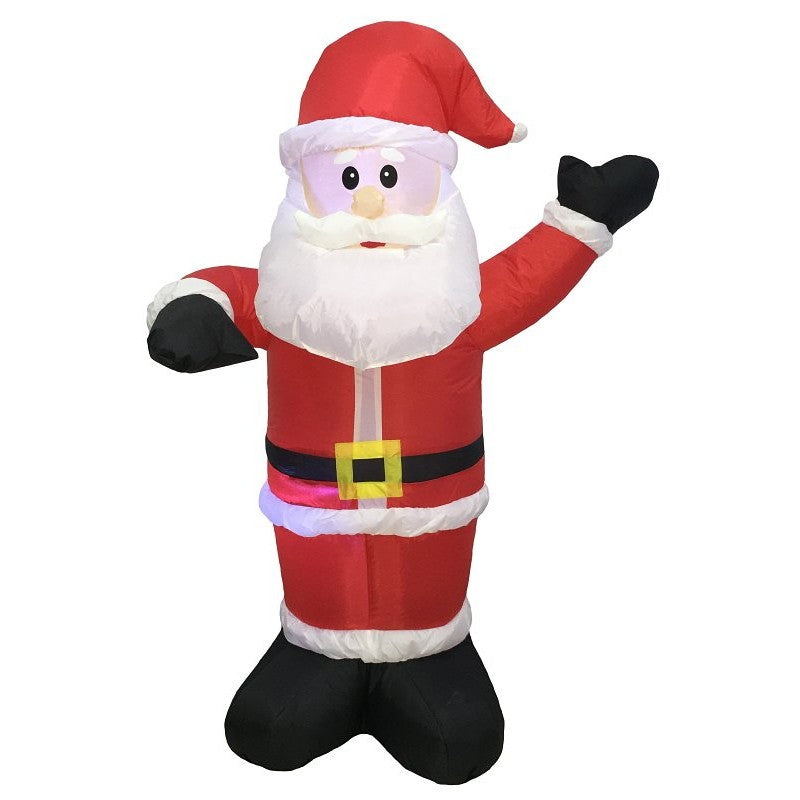 Hometown Holidays 90337 Christmas Inflatable Santa, 4 ft H, Nylon, White, Internal Light/Music: Internal Light