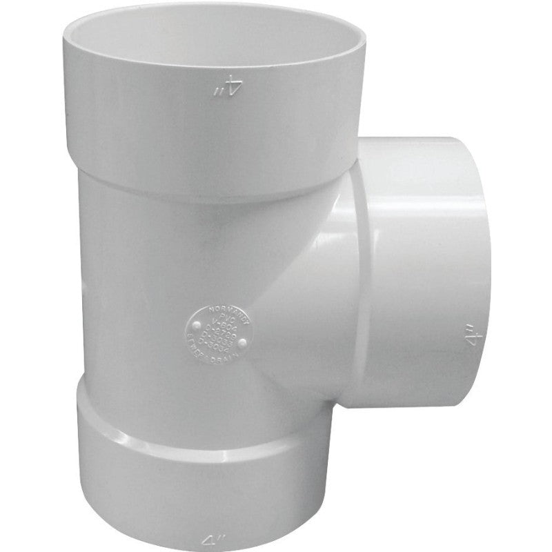 Canplas 414108BC Bullnose Pipe Tee, 6 x 4 in, Hub, PVC, White