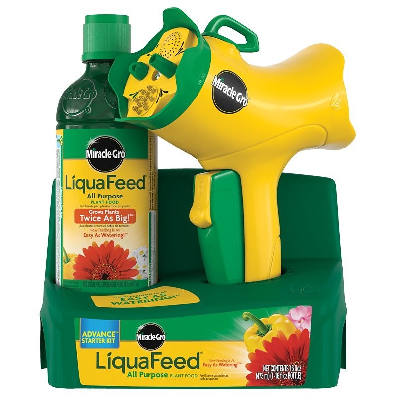 Miracle-Gro Liquafeed 1016112 All Purpose Plant Food Advance Starter Kit, 16 oz Bottle, Liquid, 12-4-8 N-P-K Ratio